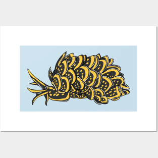 Leaf gilled sea slug cartoon illustration Posters and Art